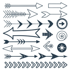 Hand-Drawn Arrow and Directional Graphic Design Elements:  Bohemian, Modern, and Minimalist Style Vector Illustration Set.