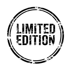 Limited edition circle label with grunge texture isolated on transparent background. Vector