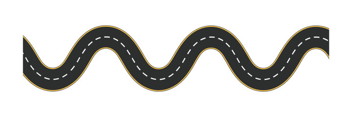 Vector art of a winding road with white lines