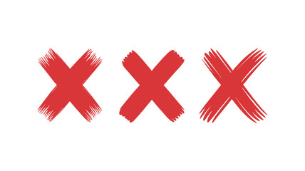 Vector art of three red brush stroke crosses