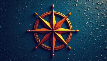 Stylized nautical star, bold lines, vibrant colors, vector, exploration