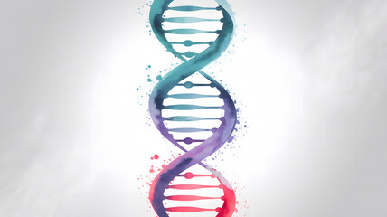 Vibrant Watercolor DNA Double Helix Illustration