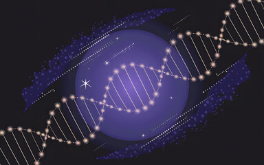 DNA Structure Depicted as Stars Against a Cosmic Background
