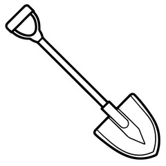 Shovel Tool Line Art Vector