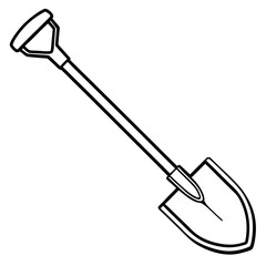 Shovel Tool Line Art Vector