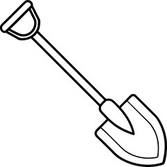 Shovel Tool Line Art Vector