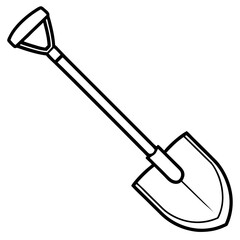 Shovel Tool Line Art Vector
