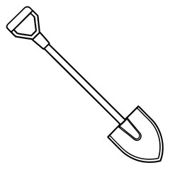 Shovel Tool Line Art Vector