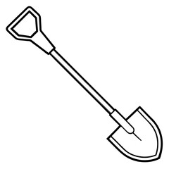 Shovel Tool Line Art Vector