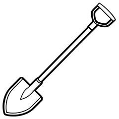 Shovel Tool Line Art Vector
