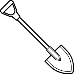 Shovel Tool Line Art Vector