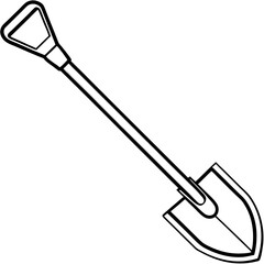 Shovel Tool Line Art Vector