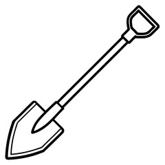 Shovel Tool Line Art Vector