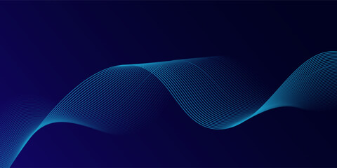 Abstract glowing wave lines on dark blue background. Dynamic wave pattern. Modern flowing wavy lines. Futuristic technology