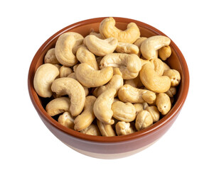 Fototapeta premium Cashew nuts in brown bowl on transparent background