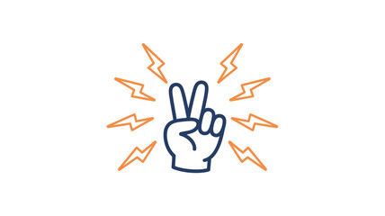 Vector art of hand showing victory sign with radiating energy