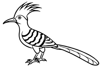 Stylized Hoopoe Line Drawing