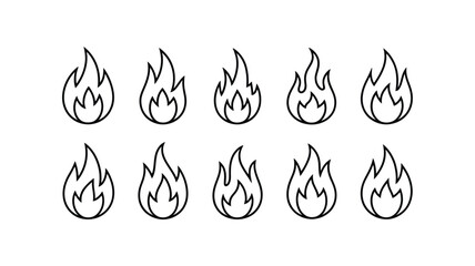 Vector art of collection of fire flame icons