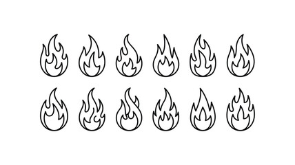 Vector art of collection of fire flame icons