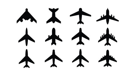 Vector art of collection of airplane silhouettes