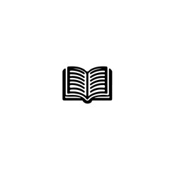 An open book with visible pages displayed in a simple black and white icon