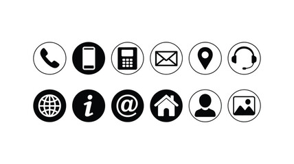 Vector art of contact and communication icons in circles