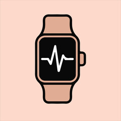 Illustration of a smart watch with a heart rate monitor on the screen