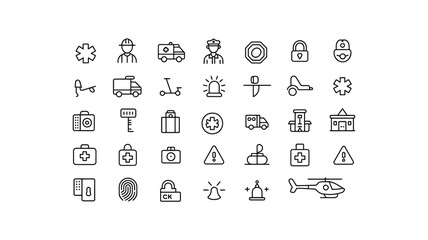 Vector art of collection of medical and safety icons