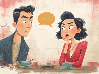 A couple date, talking.