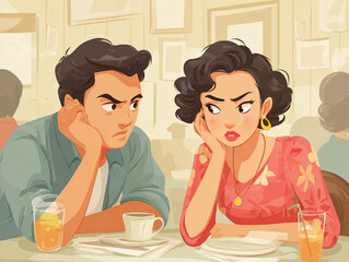 A couple date, talking.