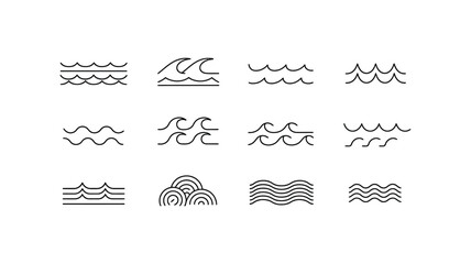 Vector art of set of handdrawn wave icons