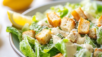 Fresh Caesar Salad with Croutons and Parmesan Cheese