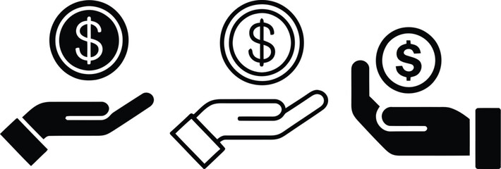 Vector art of hands holding dollar coins for finance