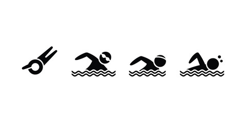 Vector art of swimmers in various strokes in water