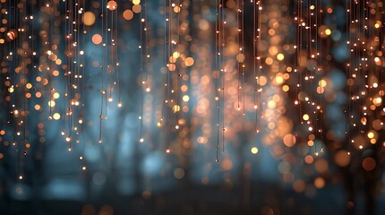 Golden And Orange Lights Shimmering On A Dark Blue Background