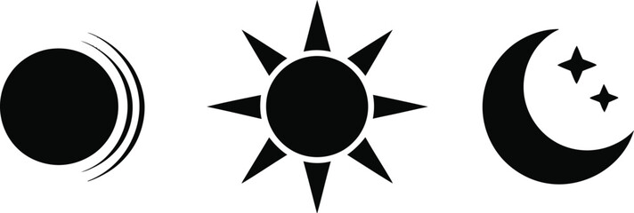Vector art of sun, moon, and stars icons