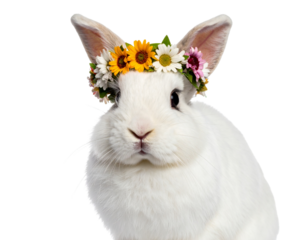  Bunny Rabbit with Floral Crown, Sitting PNG