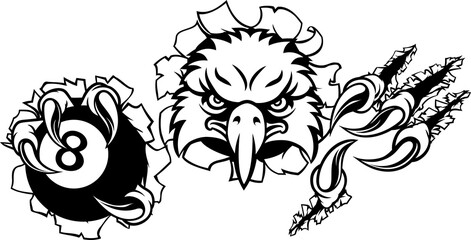 Eagle Pool 8 Ball Billiards Mascot Cartoon