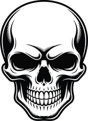 skull in black and white