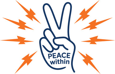 Vector art of peace sign hand with radiating energy