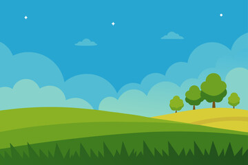 Obraz premium grassy plains with distant woods