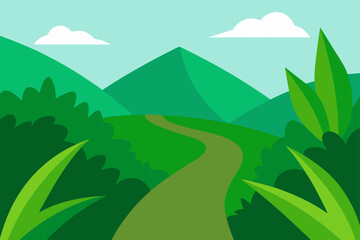 Fototapeta premium wild green plants in mountain trail