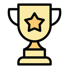 Trophy icon flat line style illustration representing achievement and success recognition, suitable for awards programs, competition events, and motivational projects
