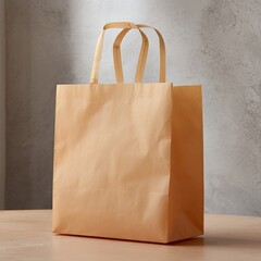 Light peach-toned paper shopping bag, simple design
