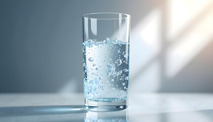 Refreshing Glass of Bubbly Water 