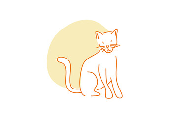 Fototapeta premium Minimalist line drawing of a cat in a relaxed pose. 