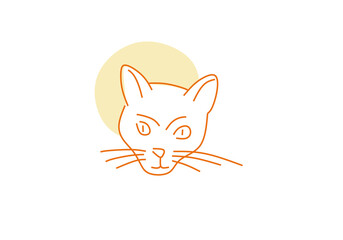 Minimalist line drawing of a cat in a relaxed pose. 