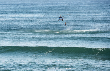 Helicopter rescue exercise on Messanges beach and its signal station