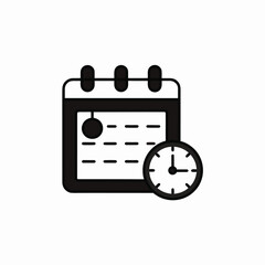 Calendar and clock schedule deadline isolated on white background