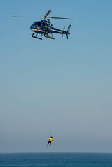 Helicopter rescue exercise on Messanges beach and its signal station